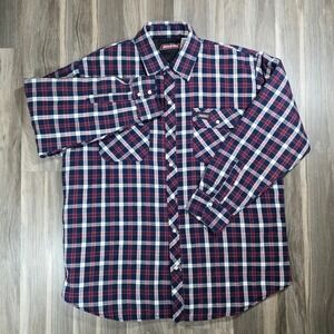 Bottom Pearl Snap Issue* Dickies Quilted Flannel Jacket Navy Red Plaid Snap XL